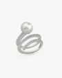 Spiralring aus Zirkon und Perlen Scherzo
