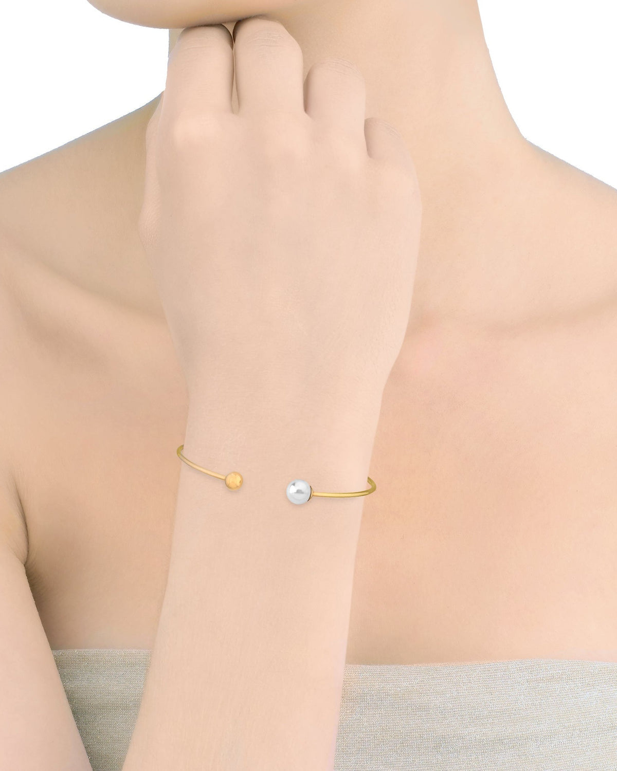 58 mm 8 mm goldenes Perlenarmband Aura