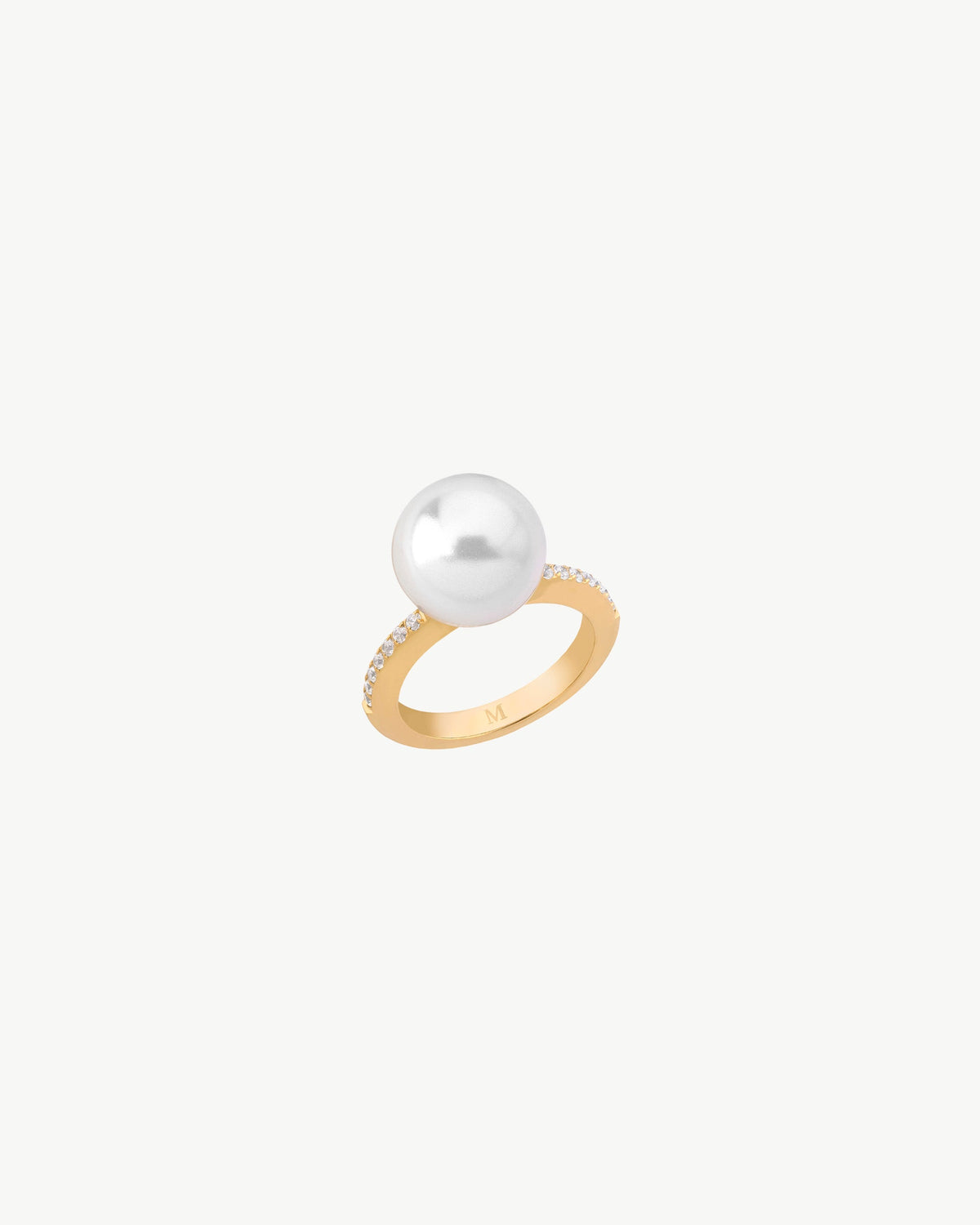 12mm Perlen- und Zirkoniaring Gold Hechizo