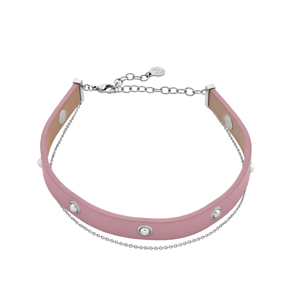 Rosa Lederhalsband Majorica EU