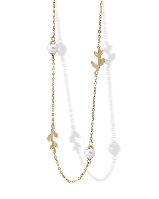 Gargantilla Dorada con hojas y Perlas Juliette