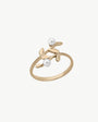Goldring mit 3 mm Blättern und Perlen Juliette