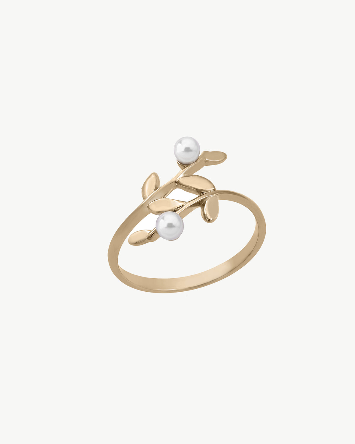 Goldring mit 3 mm Blättern und Perlen Juliette