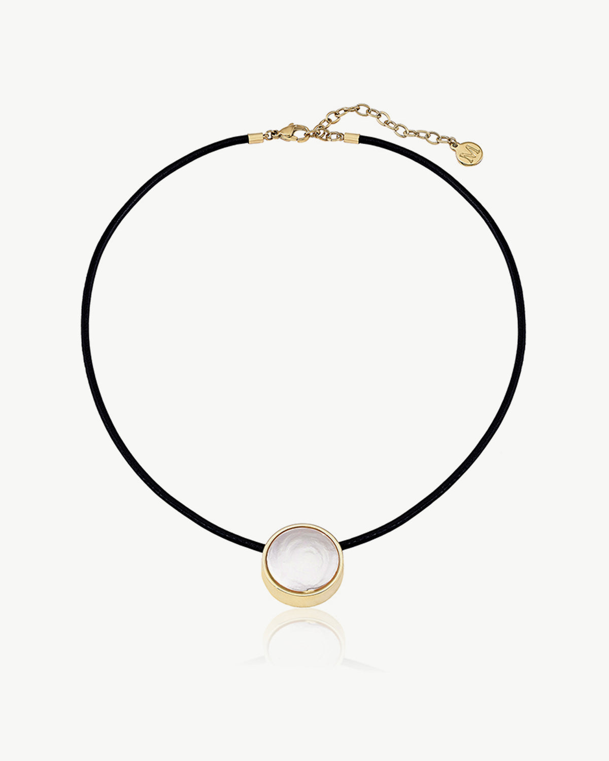 Halsband aus Leder und Perlen Coppelia