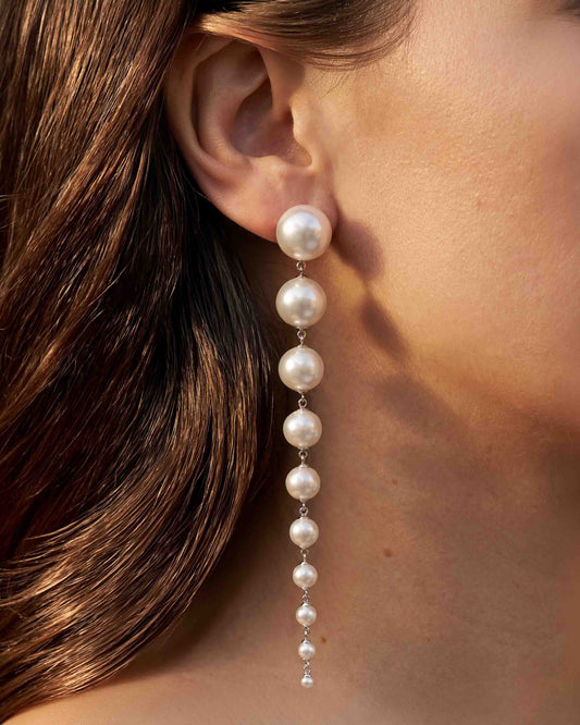 Pendientes extra largos de Perlas