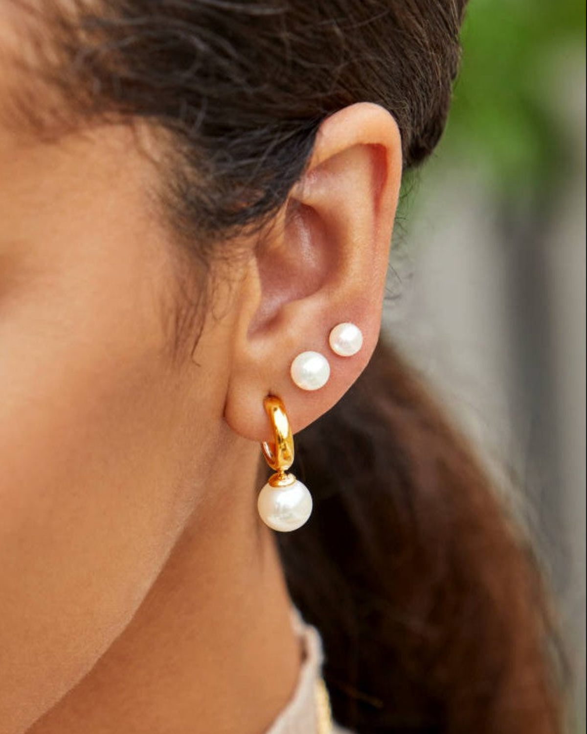 Pendientes Aro y Perla 10mm Dorado Chara