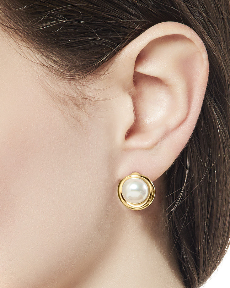 Pearl Earrings 10mm Golden Margot