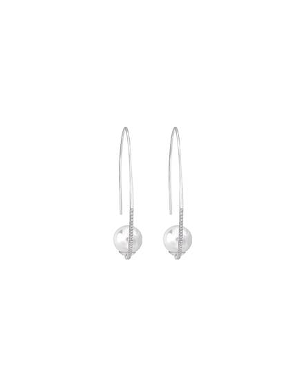 Pearl and Zirconia Hoop Earrings 10mm Isadora