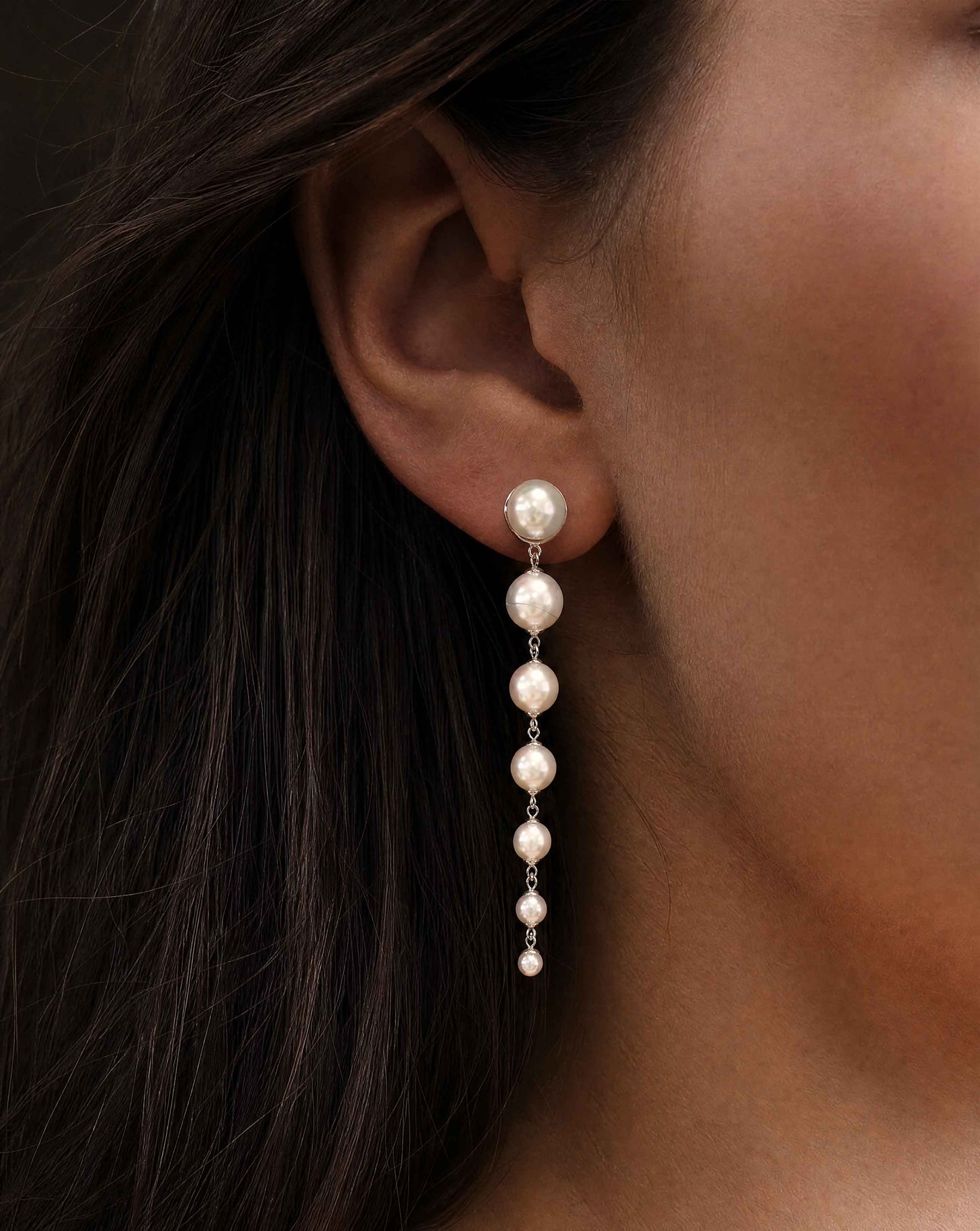 Pendientes largos de Perlas