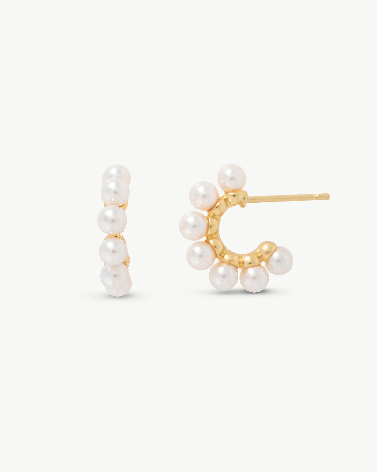 3 mm goldene Creolen und Perlenohrringe Ada