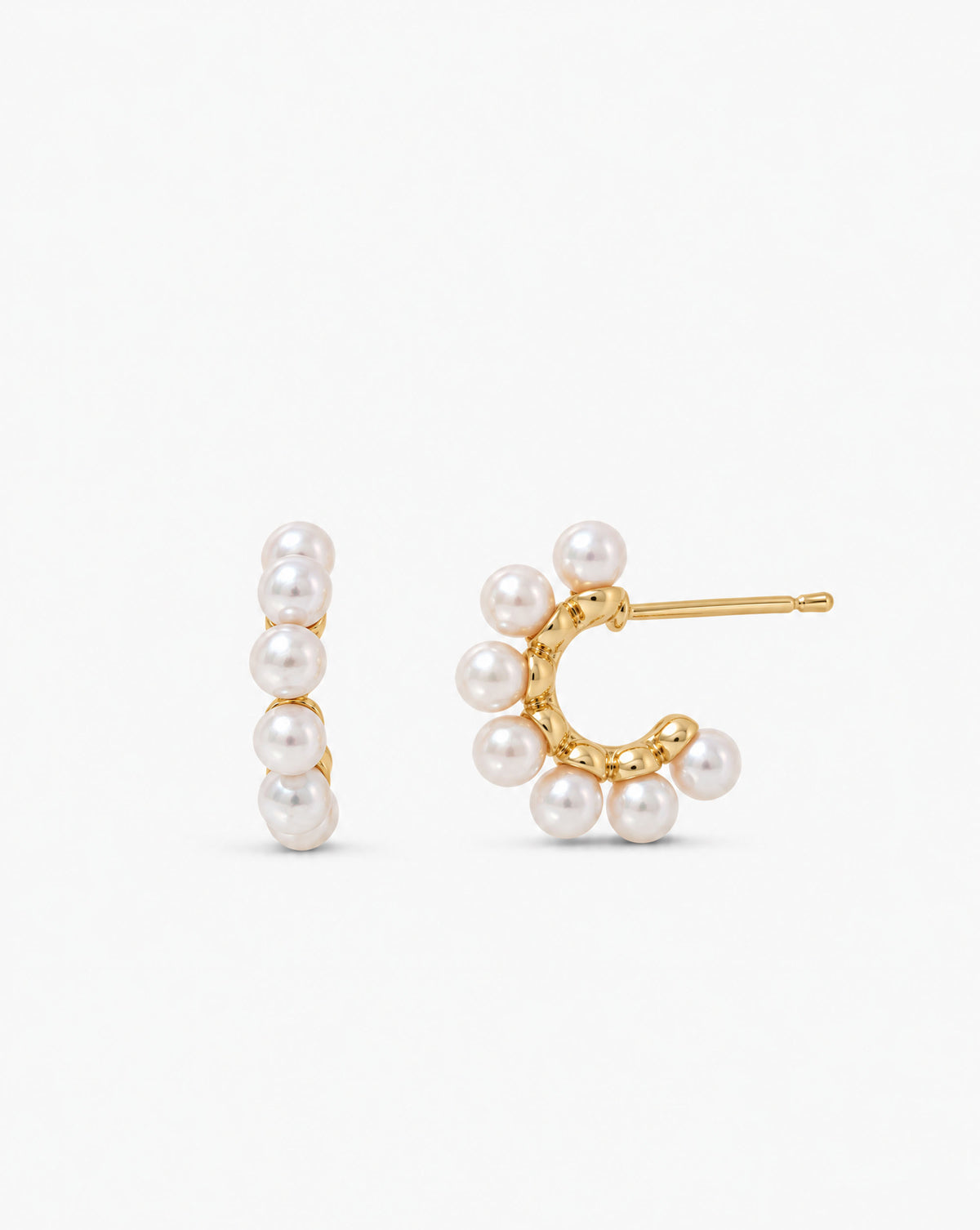 Pendientes Aro y Perlas 3mm Dorados Ada