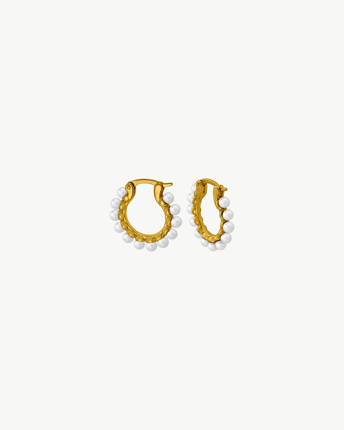 Pendientes Aro de 18mm y Perlas Dorados Ada
