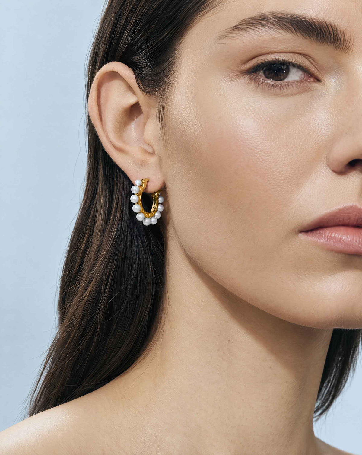 Pendientes Aro y Perlas 3mm Dorados Ada