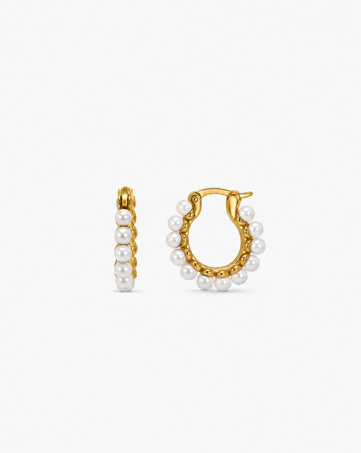 Pendientes Aro de 18mm y Perlas Dorados Ada