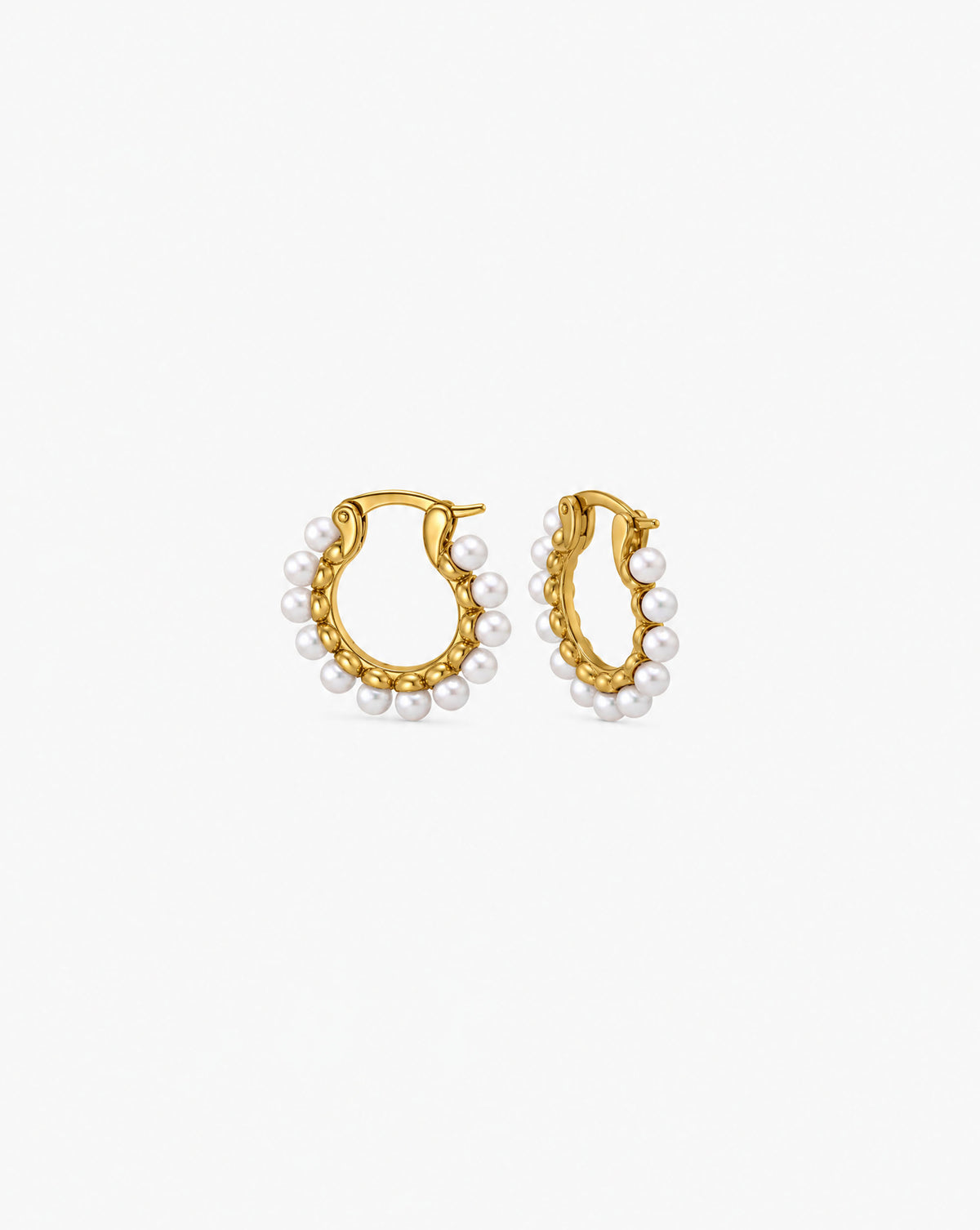 Pendientes Aro de 18mm y Perlas Dorados Ada