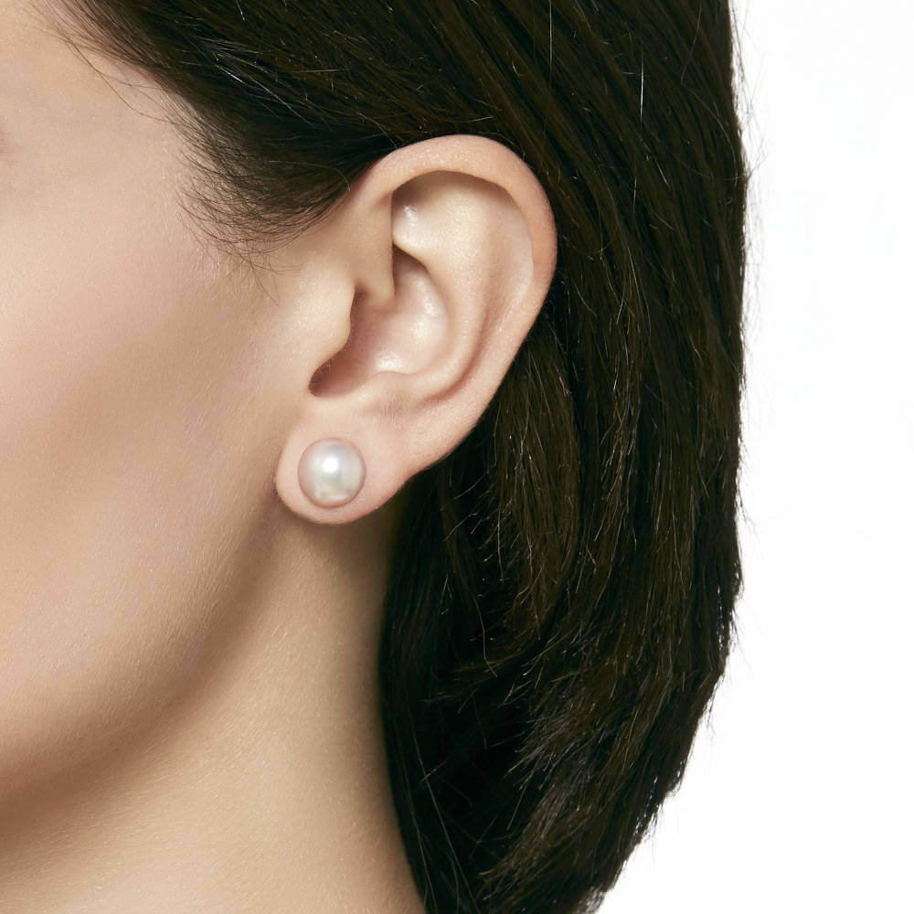 Half Pearl Earrings Pink 12mm Mabé