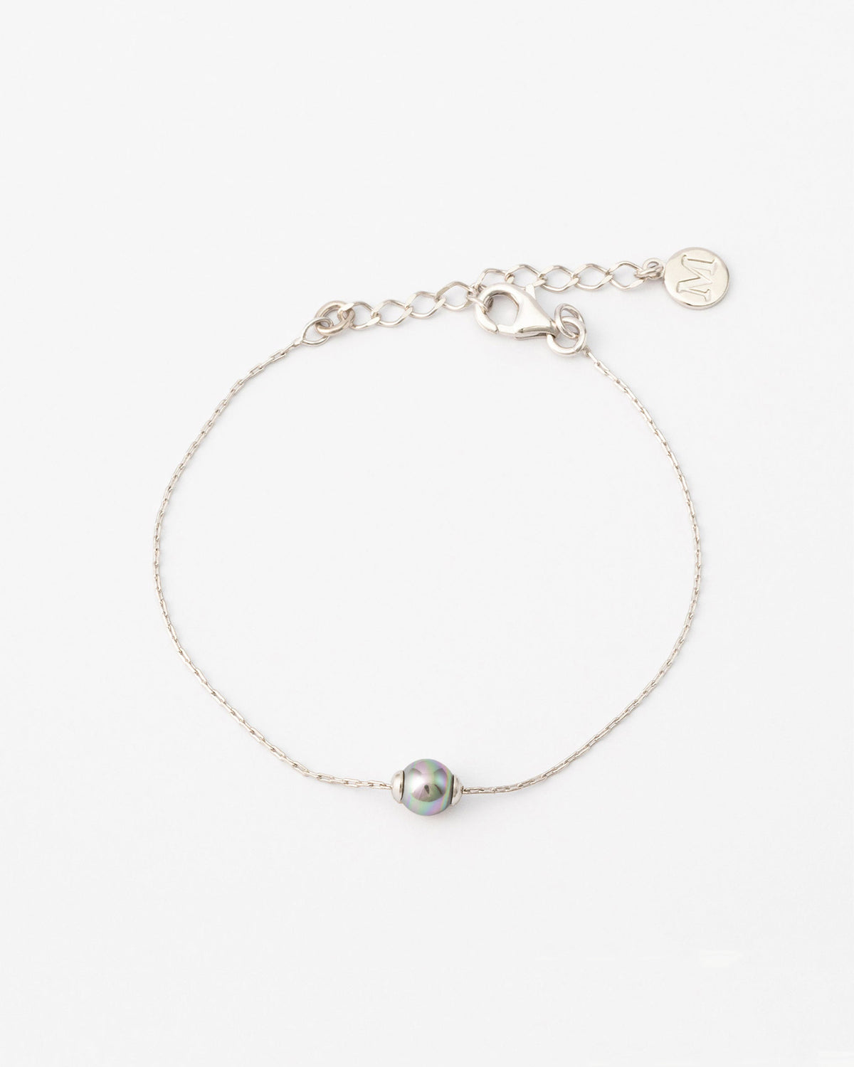 Graues Perlen-Silberarmband Cies