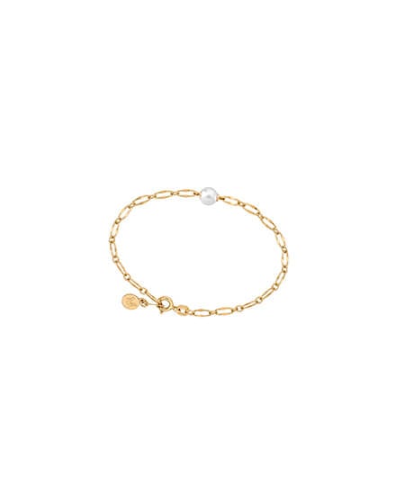 Goldenes weißes Perlenarmband Cies