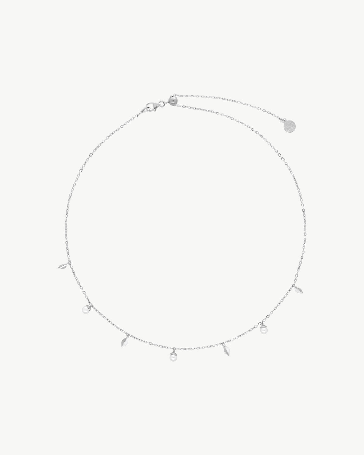 Verstellbare Halskette Blätter und Perlen 4mm Romea