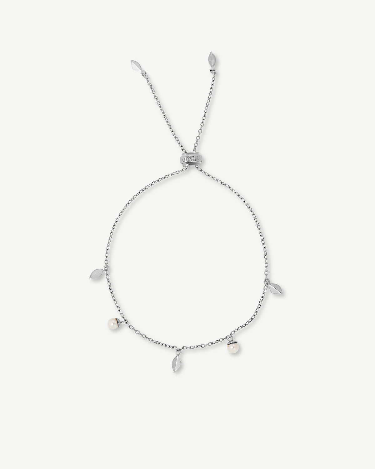 Verstellbares Armband Blätter und Perlen 4mm Romea