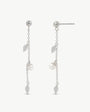 Lange Ohrringe mit 4 mm Perlen und Blättern Romea