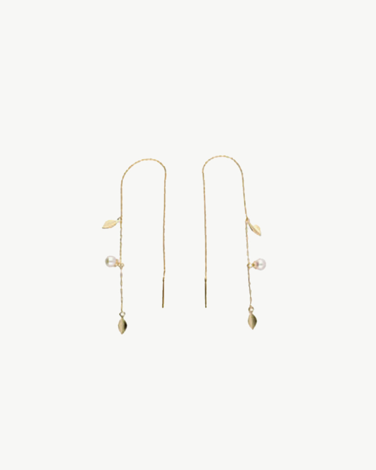 Lange Kette und Perlenohrringe 4mm Gold Romea