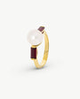 8 mm Perlen- und rubinroter Zirkoniaring in Gold Selene