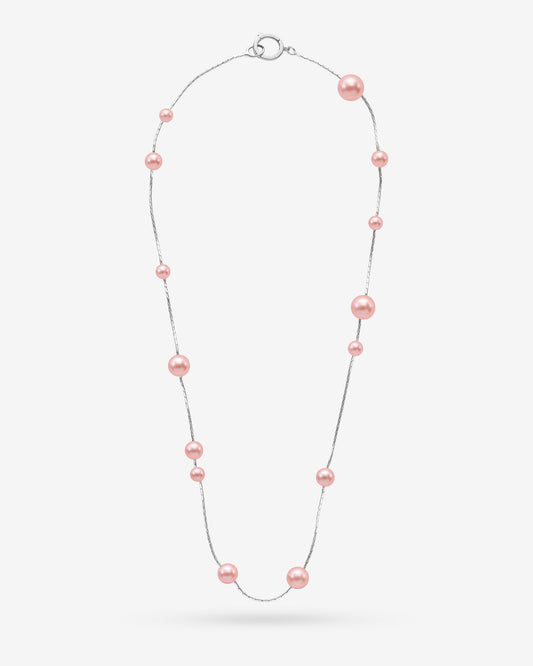 Halskette 40cm Rosa Perlen Dangle