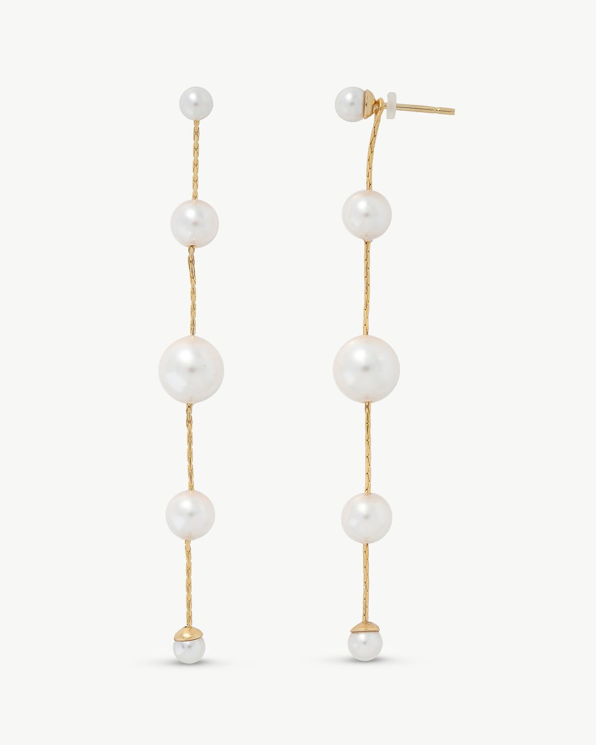 Long Pearl Earrings Golden Dangle