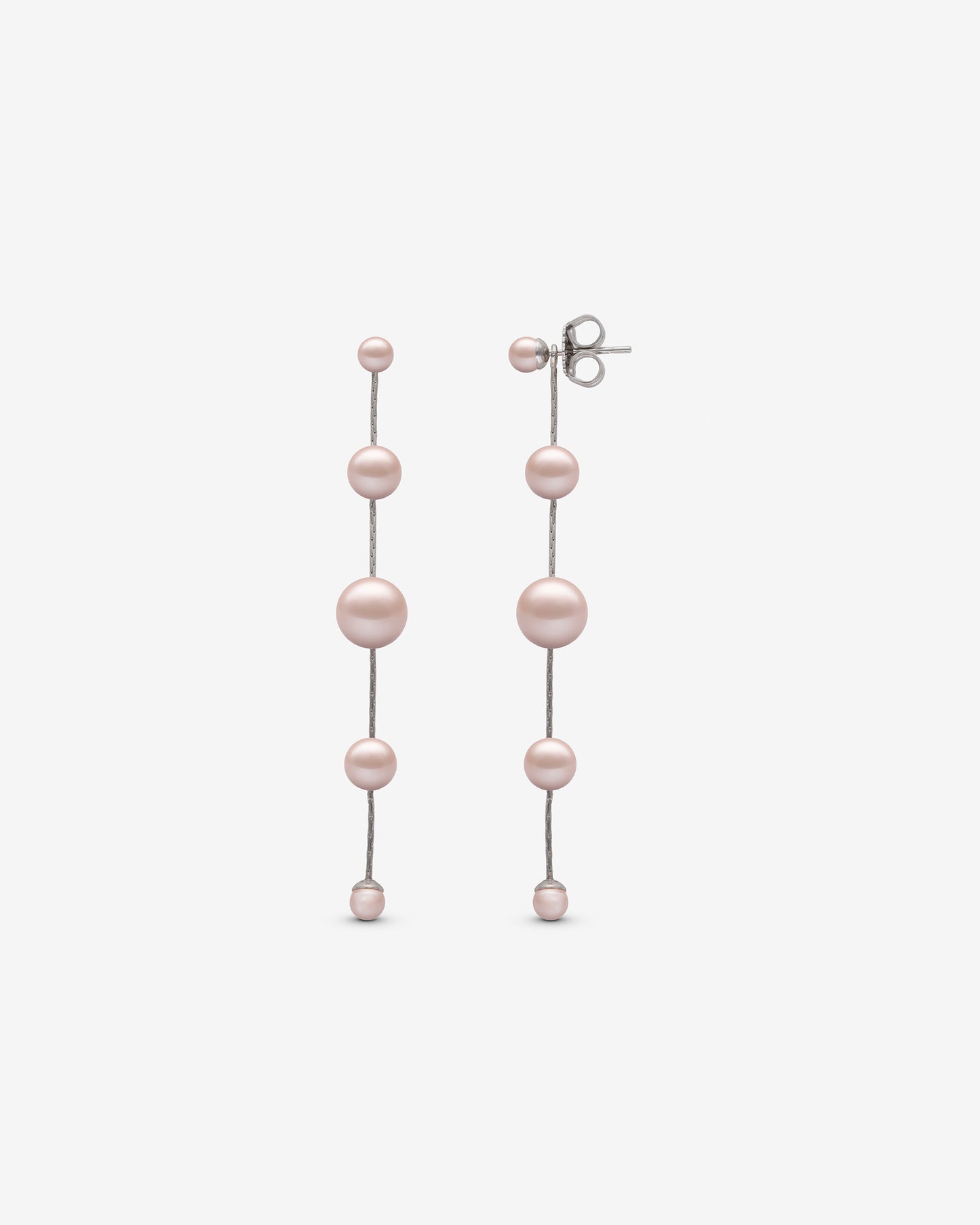Silberne Dangle-Ohrringe – rosa Perlen