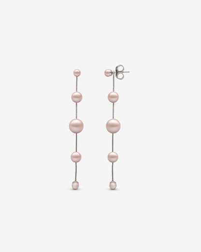 Silberne Dangle-Ohrringe – rosa Perlen