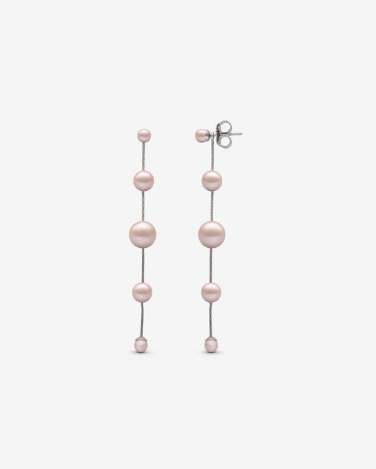 Silberne Dangle-Ohrringe – rosa Perlen