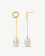 Lange Perlenohrringe, 12 mm Gold Luar