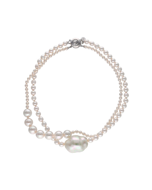 Doppelkette mit barocken Perlen Rosa Clara