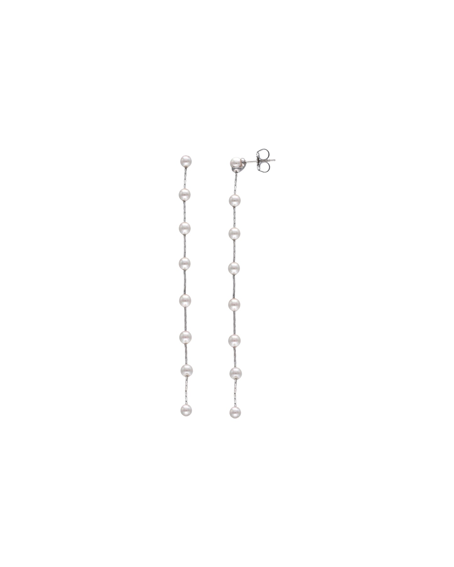 Lange Ohrringe aus Silber und 4mm Perlen Rosa Clara