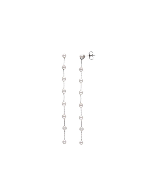 Long Silver Earrings with 4mm Pearls Rosa Clara