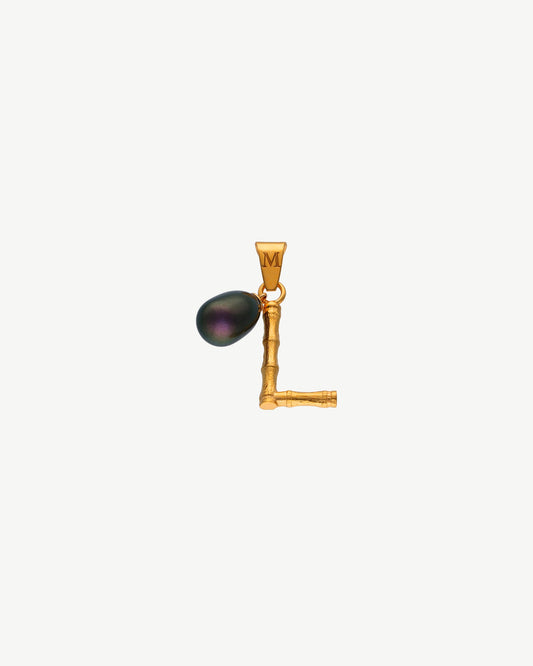 Initial Charm Letter L Pearl Tahitian Iniciales Bambu