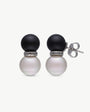 Double Pearl Earrings Black and White 10–12mm Twins & Triplets