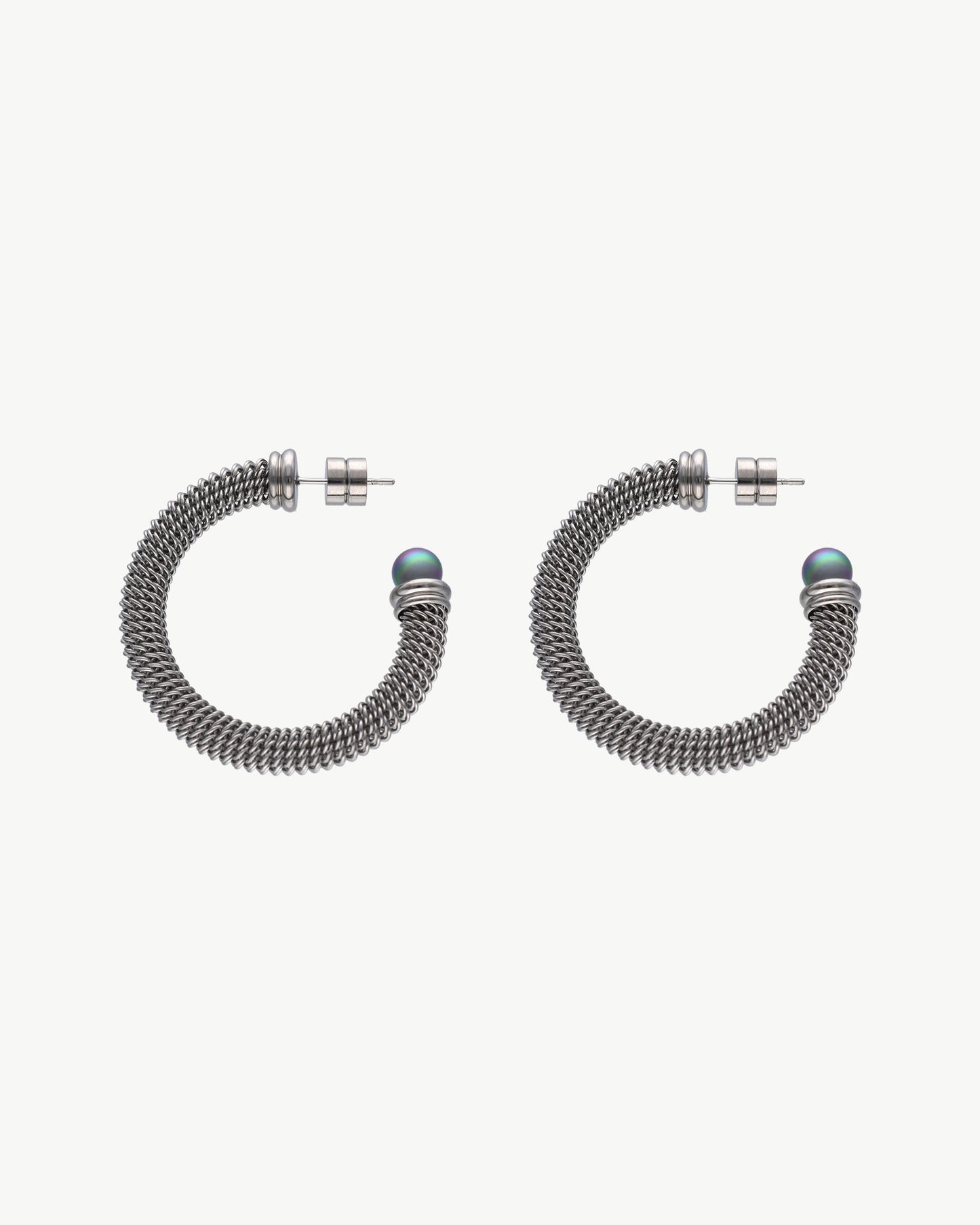 Pendientes Aro Dos Perlas 6mm Gris Tender