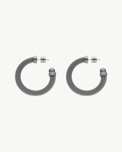 Pendientes Aro Dos Perlas 6mm Gris Tender