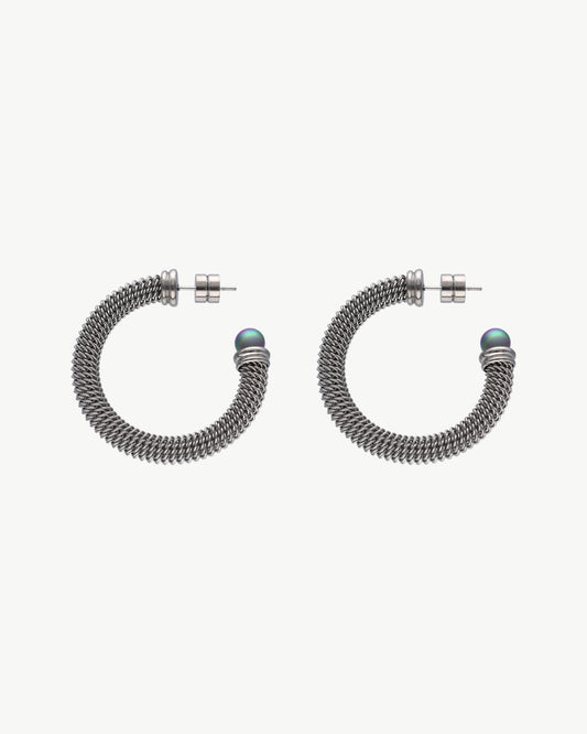 Pendientes Aro Dos Perlas 6mm Gris Tender