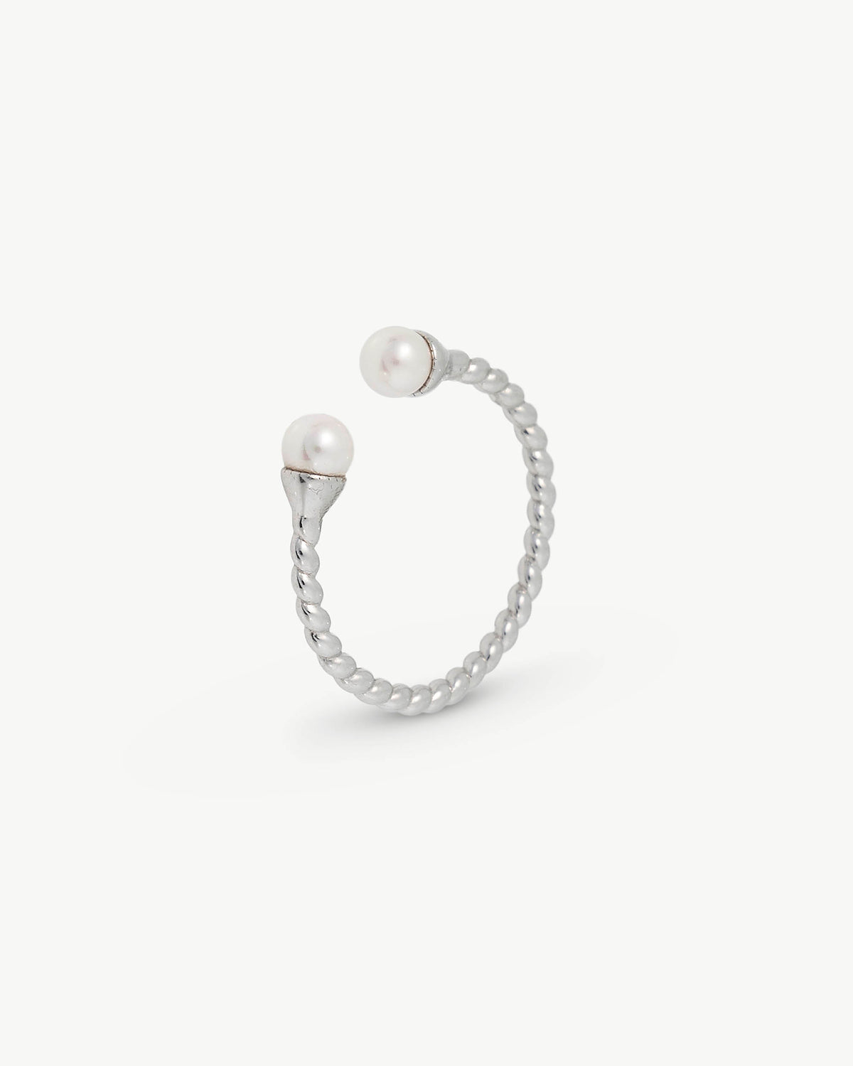 Two Ring mit weißen Perlen Twist