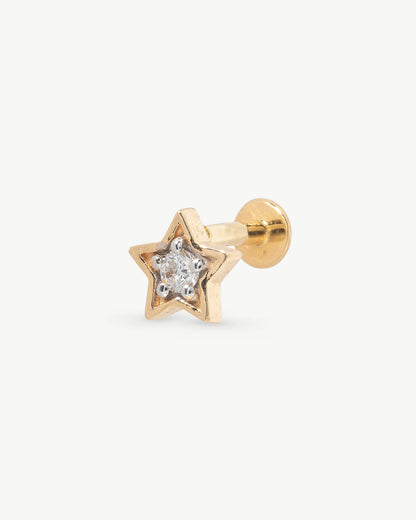 Pendiente Estrella de Oro 18k y Diamante Gold