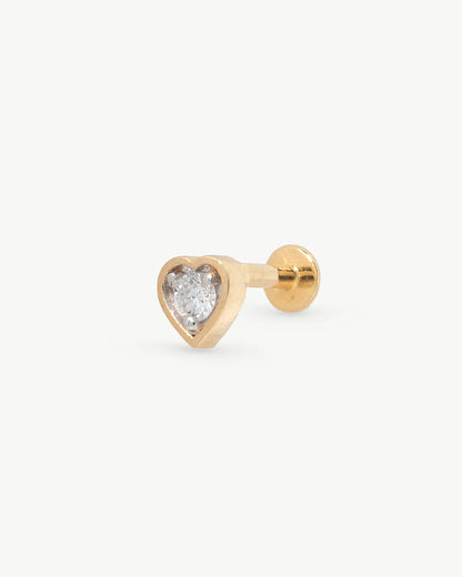 Earring 18k Gold and Diamond Heart Gold