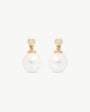 Pendientes Oro, Perla 8mm y Diamante Gold