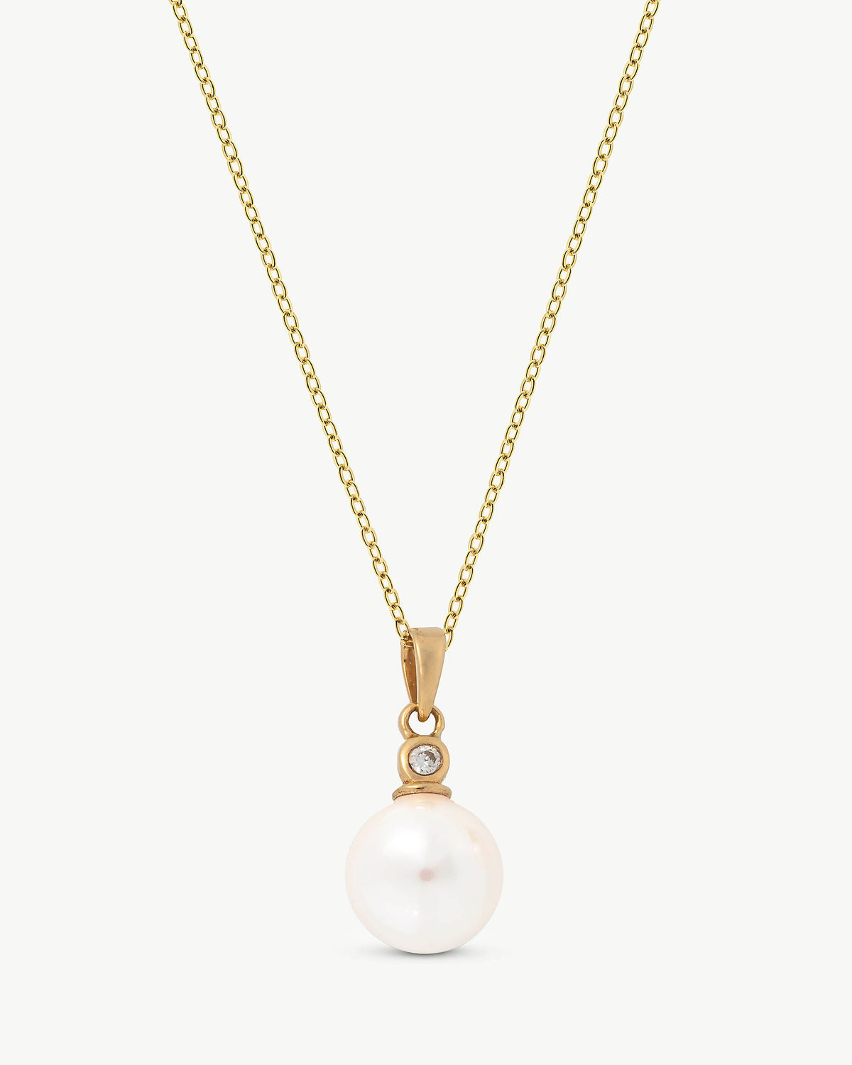 10 mm Perlen- und Diamanthalskette aus 18 Karat Gold