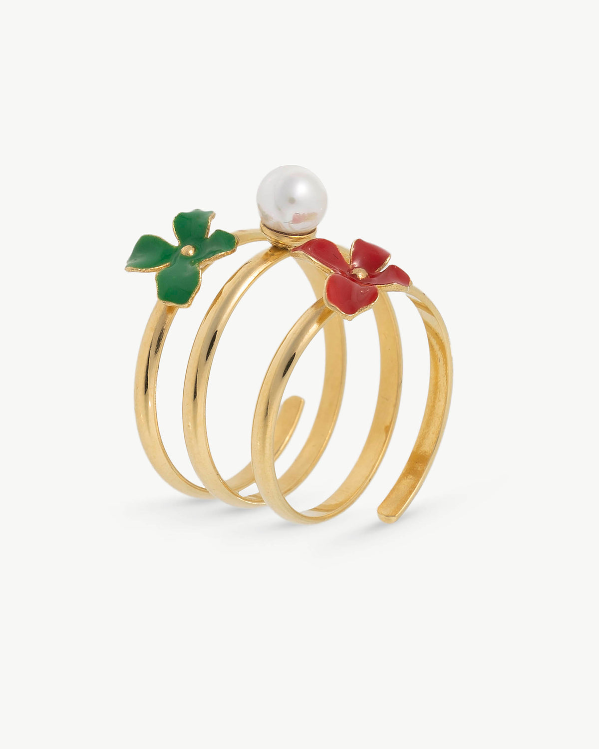 Anillo Perla 5mm y Flores Mini Flowers