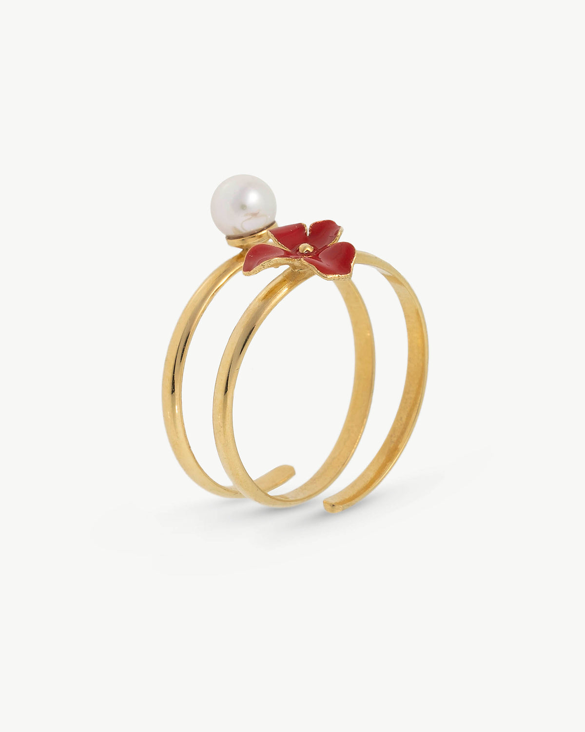 5 mm Perlen und roter Blumenring Mini Flowers