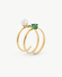 Anillo Perla 5mm y Flor Verde Mini Flowers