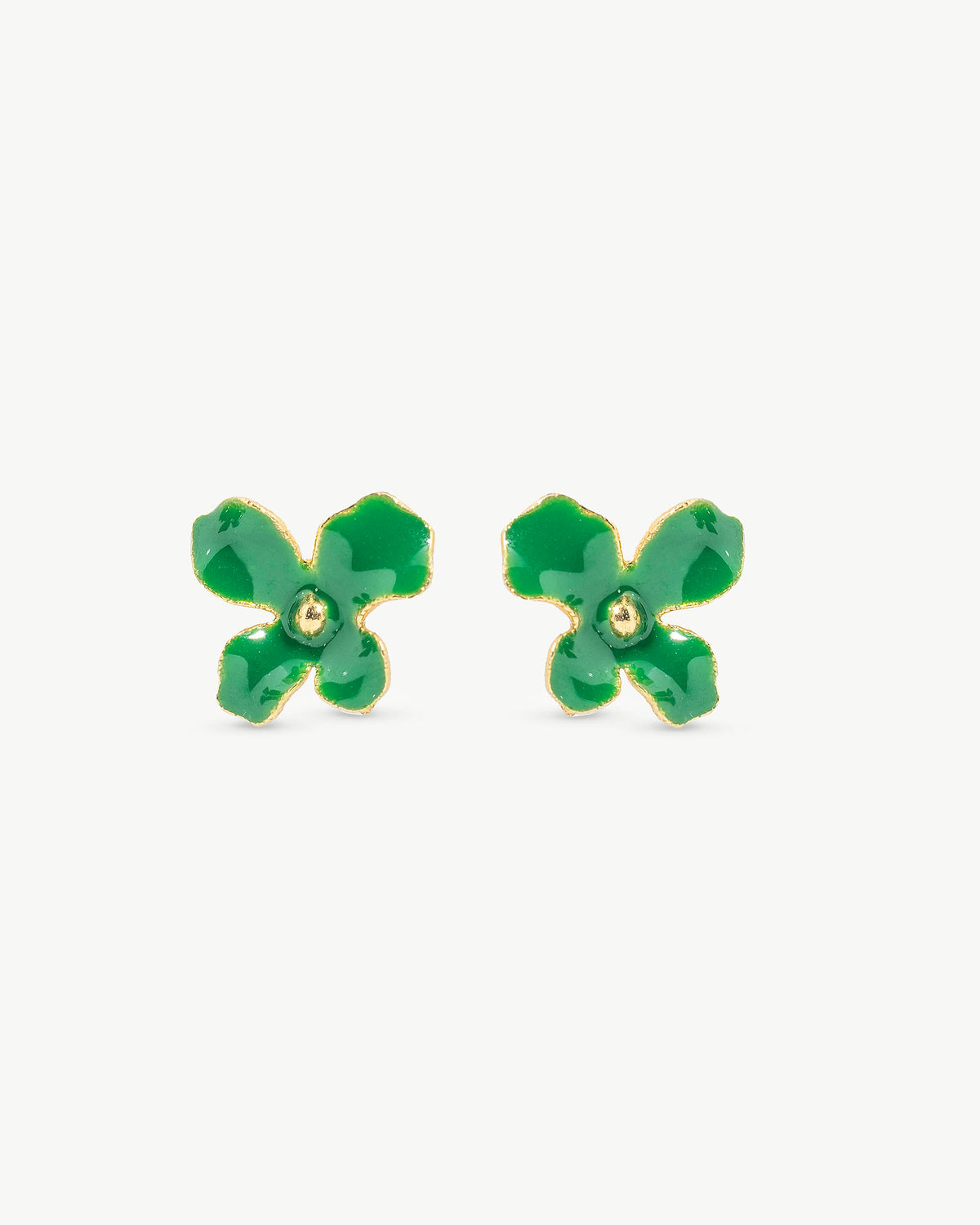 Flower Earrings Green Mini Flowers